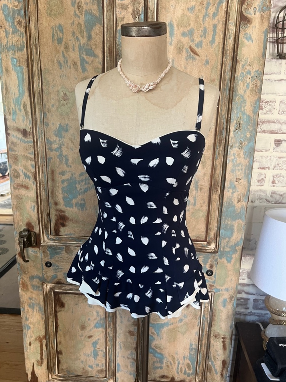 Profile by Gottex Navy and White light as a feather swim suit sz 8